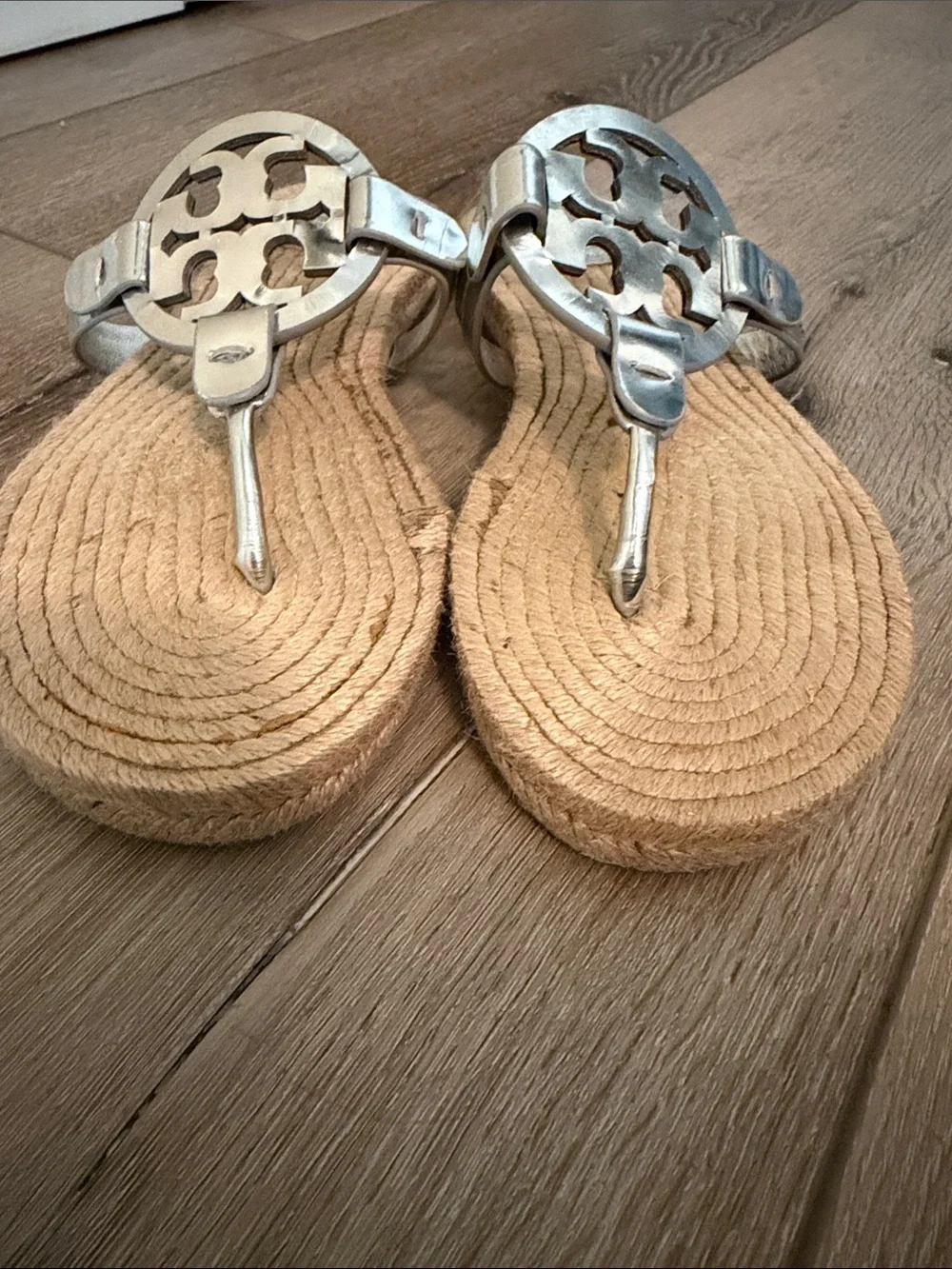 Tory Burch Silver miller Rope-Detail Thong Sandals
